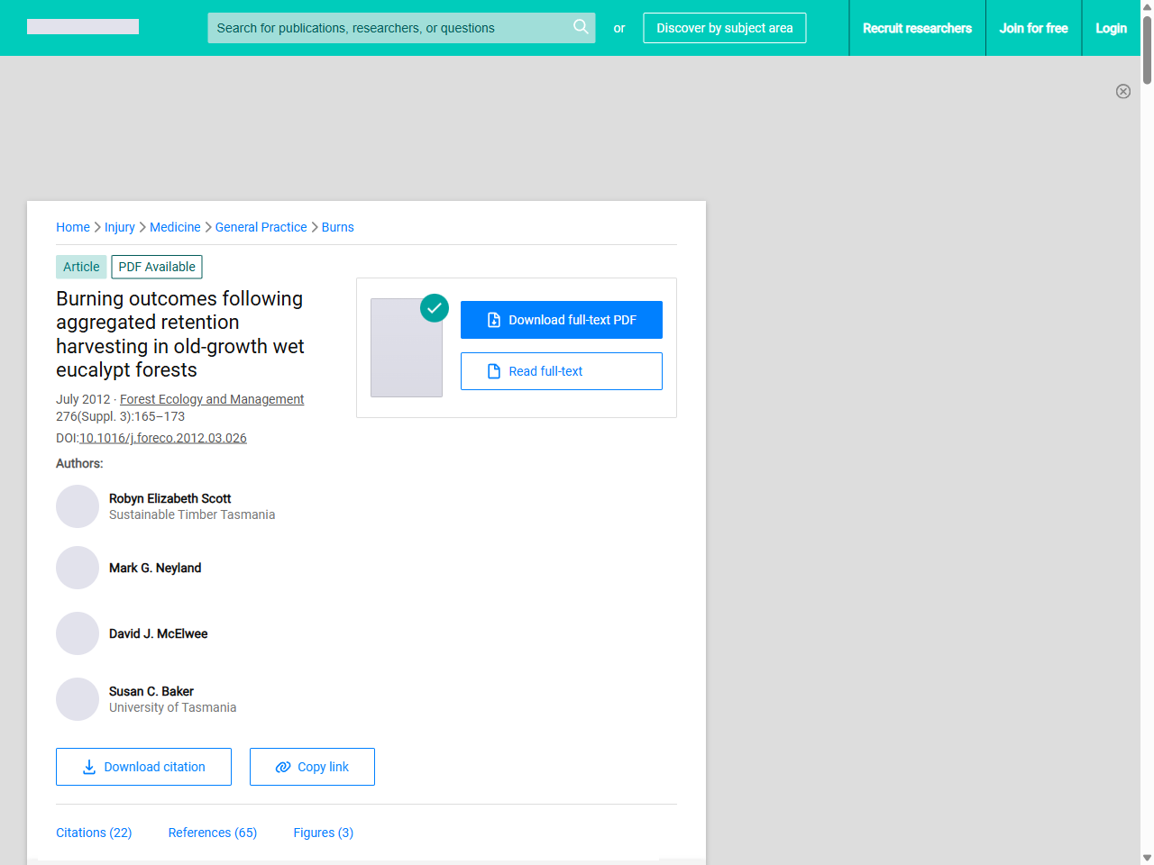 Preview of Burning outcomes following aggregated retention harvesting in old-growth wet eucalypt forests - ResearchGate