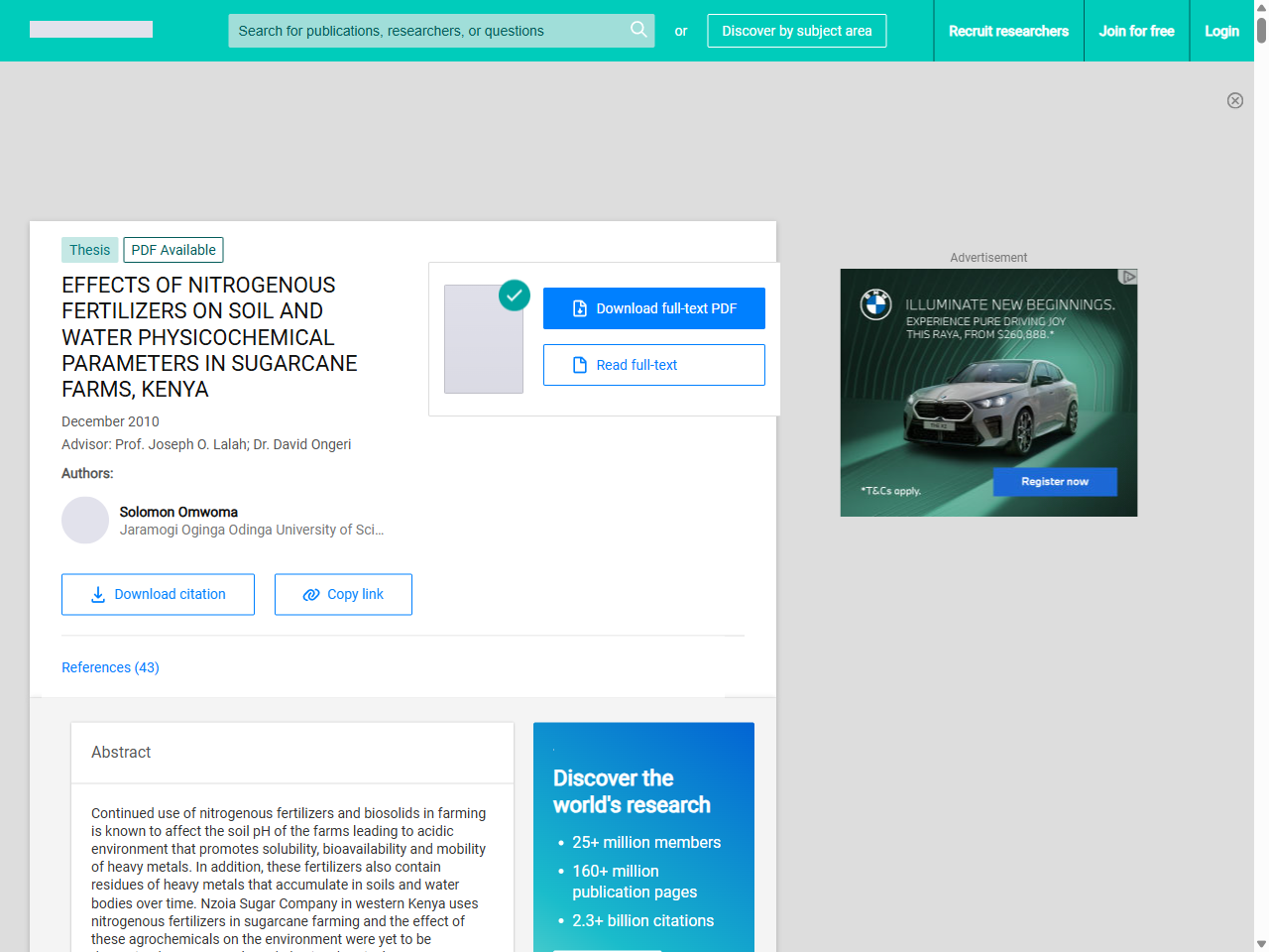 Preview of effects of nitrogenous fertilizers on soil and water physicochemical parameters in sugarcane farms, kenya - ResearchGate, accessed May 10, 2025, 