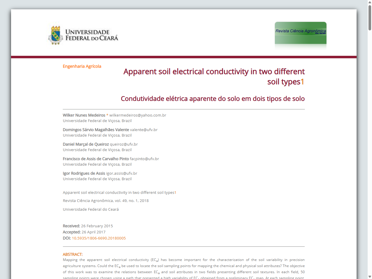 Preview of Apparent soil electrical conductivity in two different soil types1 - Redalyc, accessed August 9, 2025