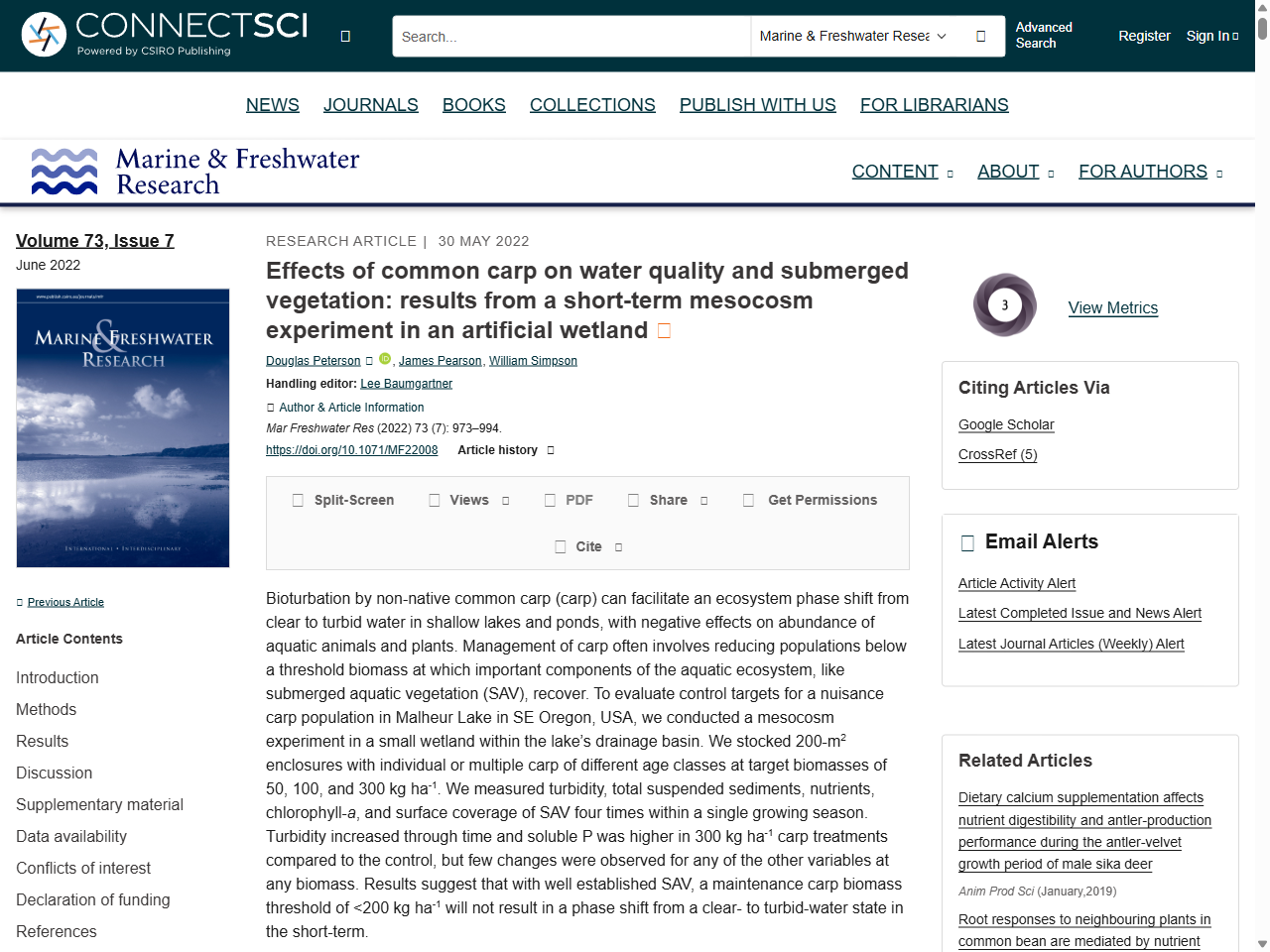 Preview of Effects of common carp on water quality and submerged vegetation: results from a short-term mesocosm experiment in an artificial wetland - CSIRO Publishing, accessed July 16, 2025,