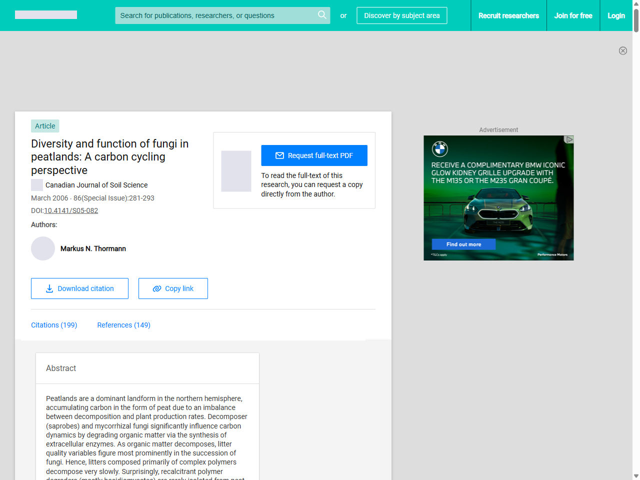 Preview of Diversity and function of fungi in peatlands: A carbon cycling perspective - ResearchGate, accessed on June 5, 2025