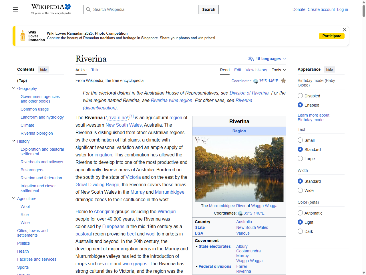 Preview of Riverina - Wikipedia, accessed July 16, 2025,