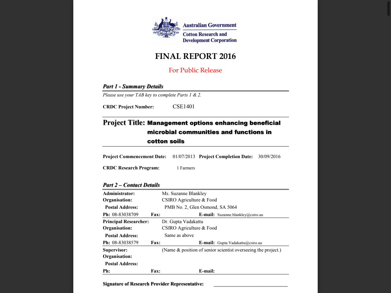 Preview of Management options to improve soil biological functions in cotton farming systems