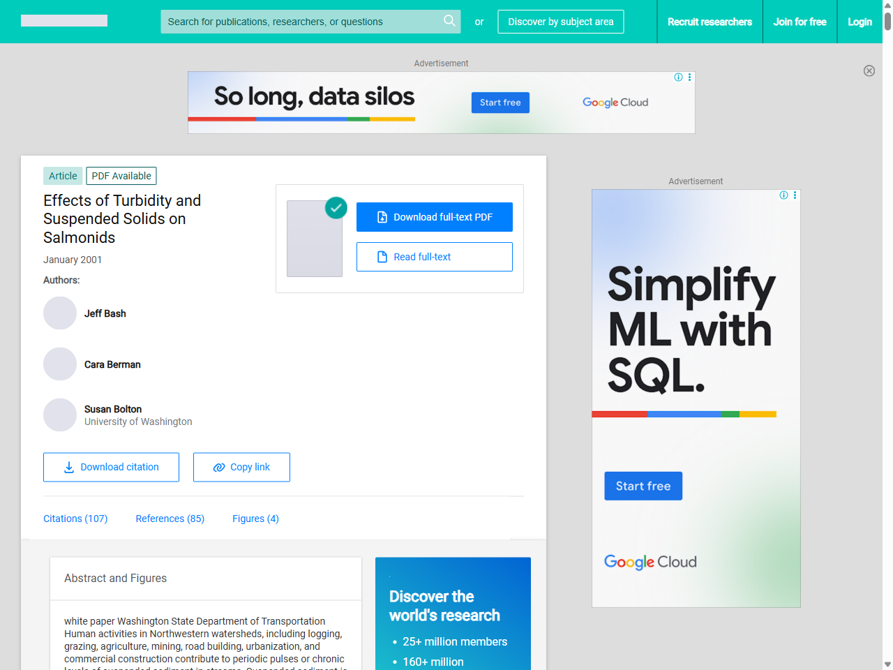 Preview of Effects of Turbidity and Suspended Solids on Salmonids - ResearchGate