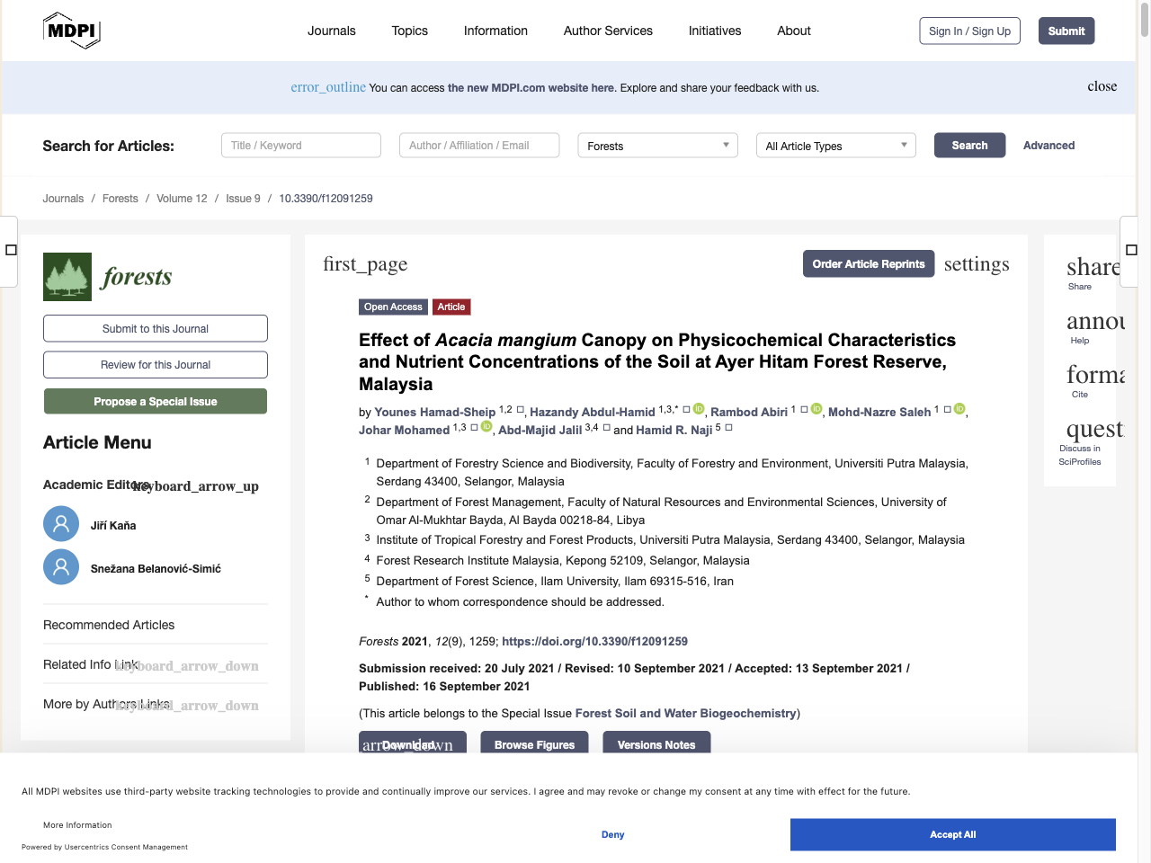 Preview of Effect of Acacia mangium Canopy on Physicochemical Characteristics and Nutrient Concentrations of the Soil at Ayer Hitam Forest Reserve, Malaysia - MDPI, accessed August 1, 2025, 