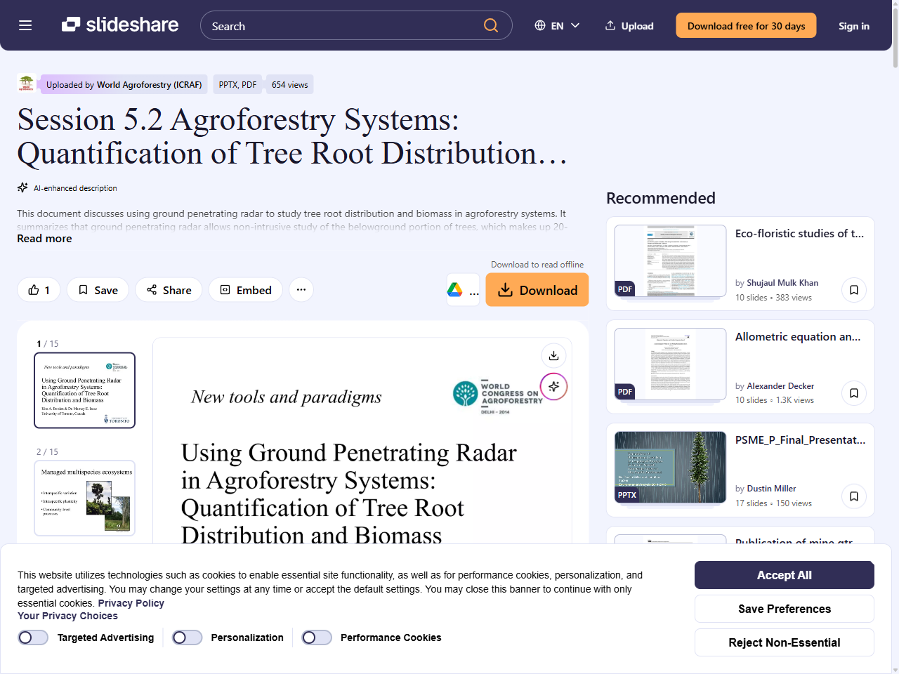 Preview of Session 5.2 Agroforestry Systems: Quantification of Tree Root Distribution and Biomass