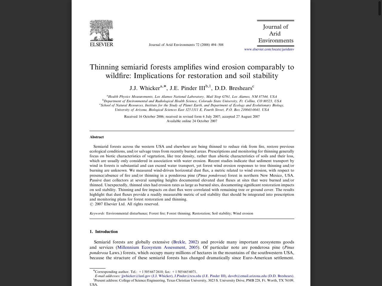 Preview of Thinning semiarid forests amplifies wind erosion comparably to, accessed July 15, 2025,