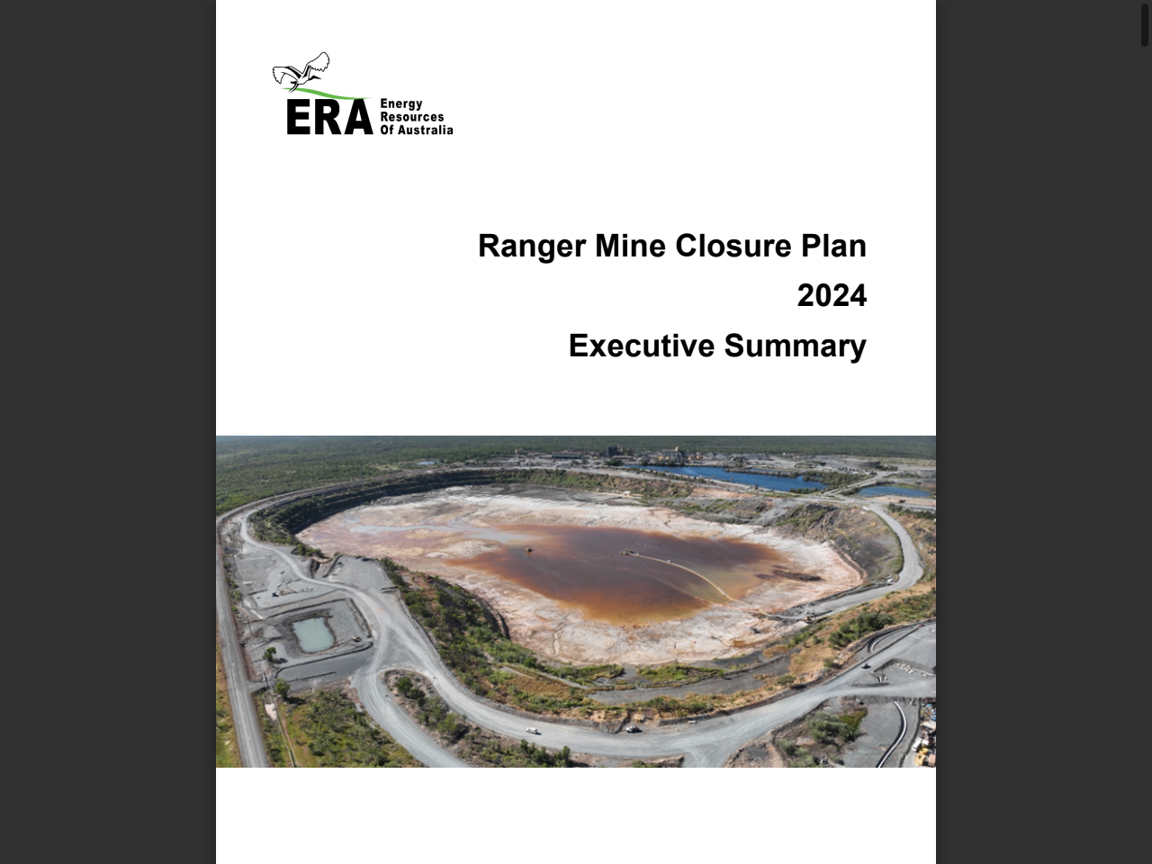 Preview of Ranger Mine Management Plan PLN005