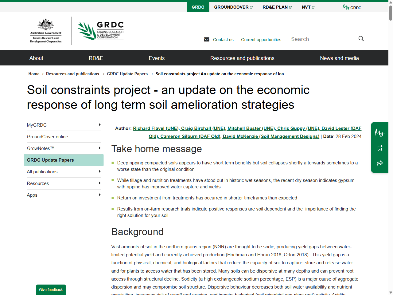 Preview of Soil constraints project - an update on the economic response of long term soil amelioration strategies - GRDC, accessed July 22, 2025