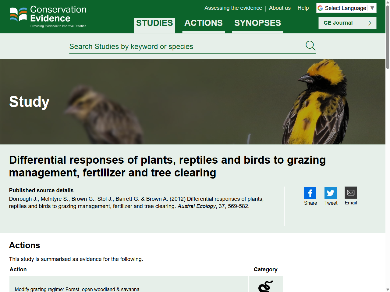 Preview of Differential responses of plants, reptiles and birds to grazing ..., accessed August 6, 2025