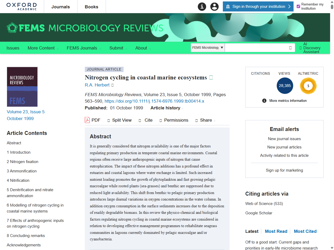 Preview of Nitrogen cycling in coastal marine ecosystems | FEMS Microbiology Reviews | Oxford Academic, accessed August 2, 2025,