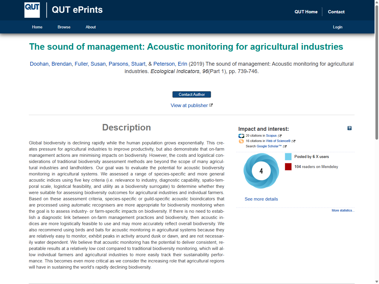 Preview of The sound of management: Acoustic monitoring for agricultural industries | QUT ePrints, accessed August 28, 2025
