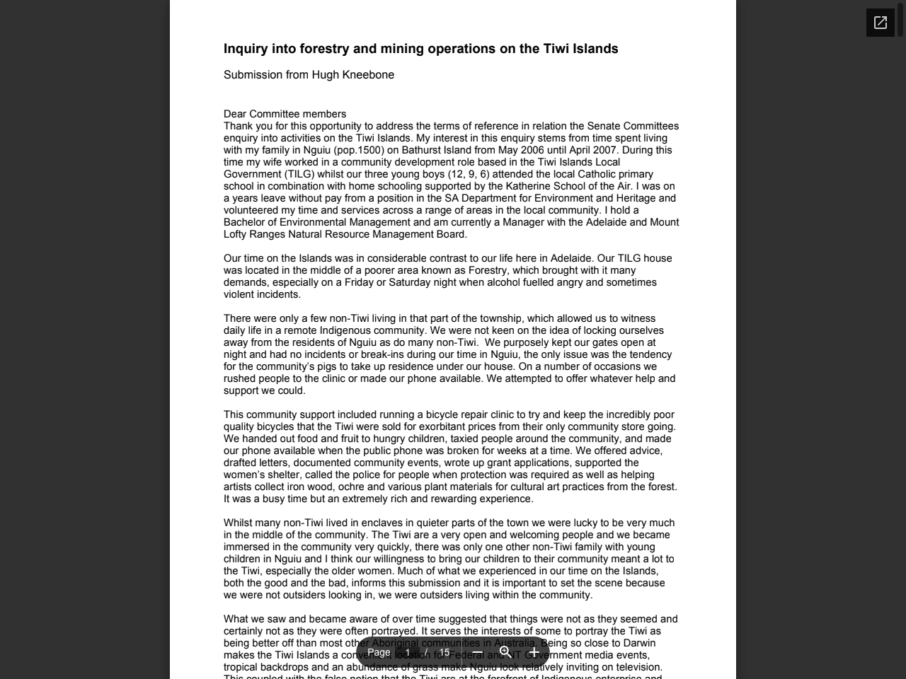 Preview of Inquiry into forestry and mining operations on the Tiwi Islands - Parliament of Australia, accessed August 1, 2025, 