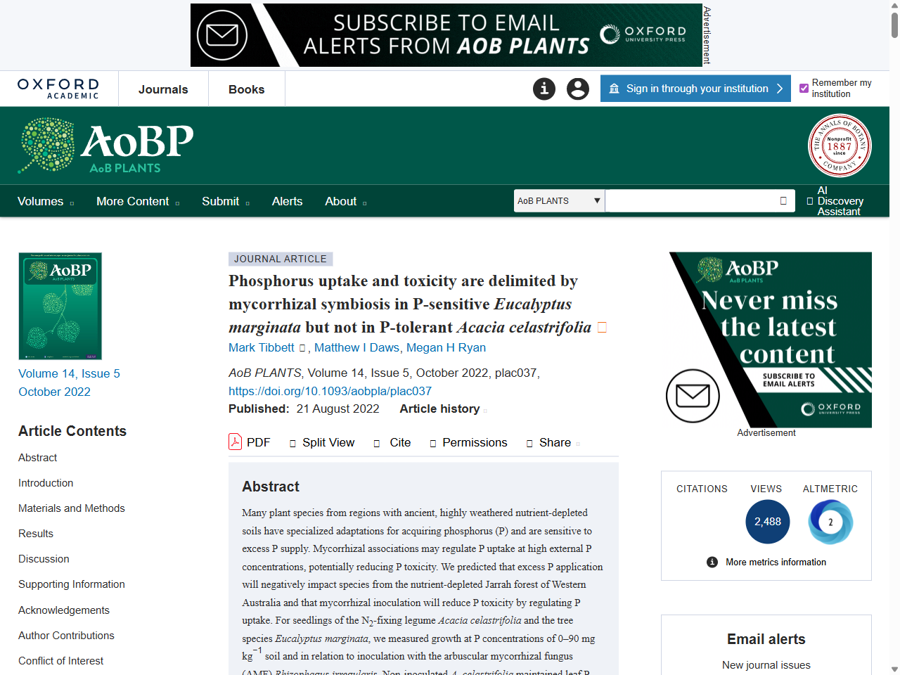 Preview of Phosphorus uptake and toxicity are delimited by mycorrhizal symbiosis in P-sensitive Eucalyptus marginata but not in P-tolerant Acacia celastrifolia - PubMed Central
