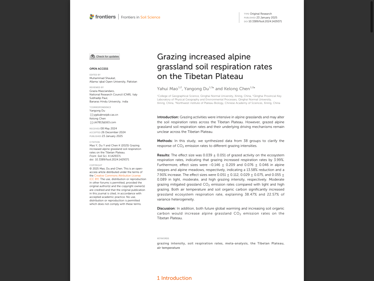 Preview of Grazing increased alpine grassland soil respiration rates on the Tibetan Plateau - Frontiers, accessed on June 5, 2025