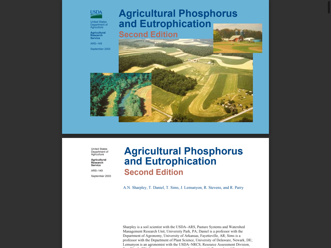 Preview of Agricultural Phosphorus and Eutrophication - Second Edition - USDA ARS