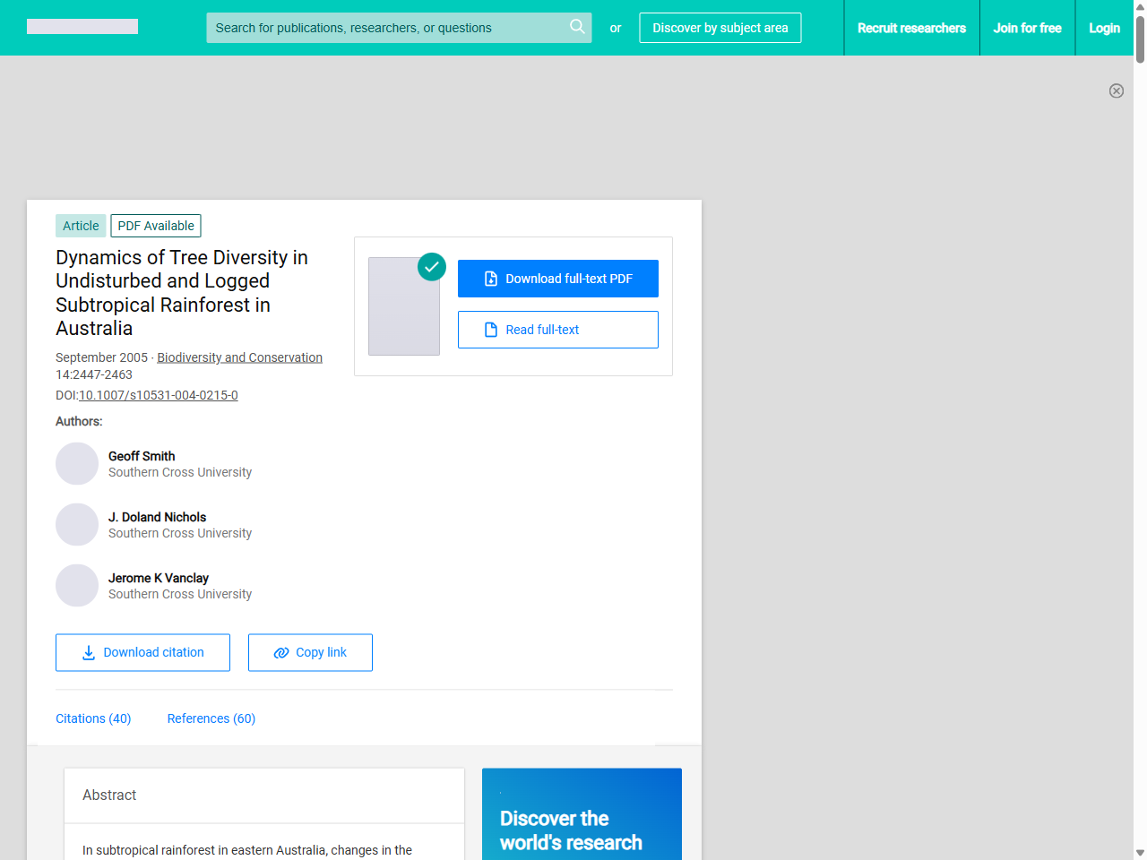 Preview of Conservation: Rainforest fragmentation kills big trees - ResearchGate, accessed July 20, 2025, 