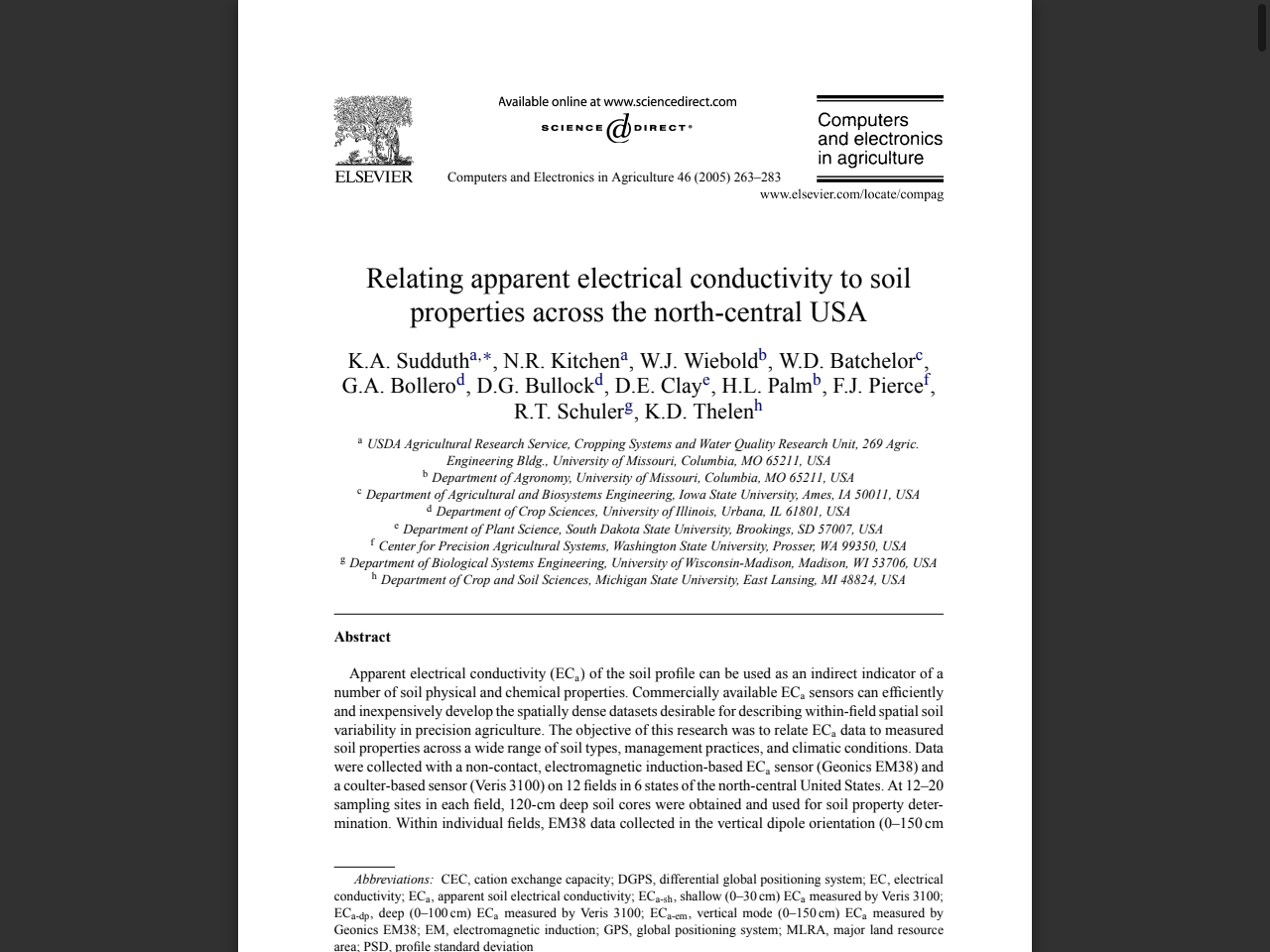 Preview of Relating apparent electrical conductivity to soil properties across the north-central USA - USDA ARS, accessed August 9, 2025