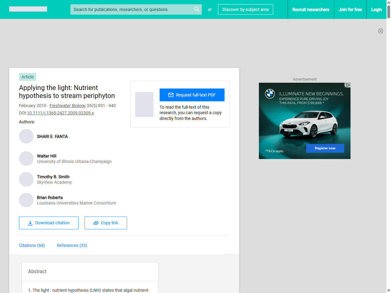 Preview of Applying the light: Nutrient hypothesis to stream periphyton | Request PDF - ResearchGate, accessed July 21, 2025, 