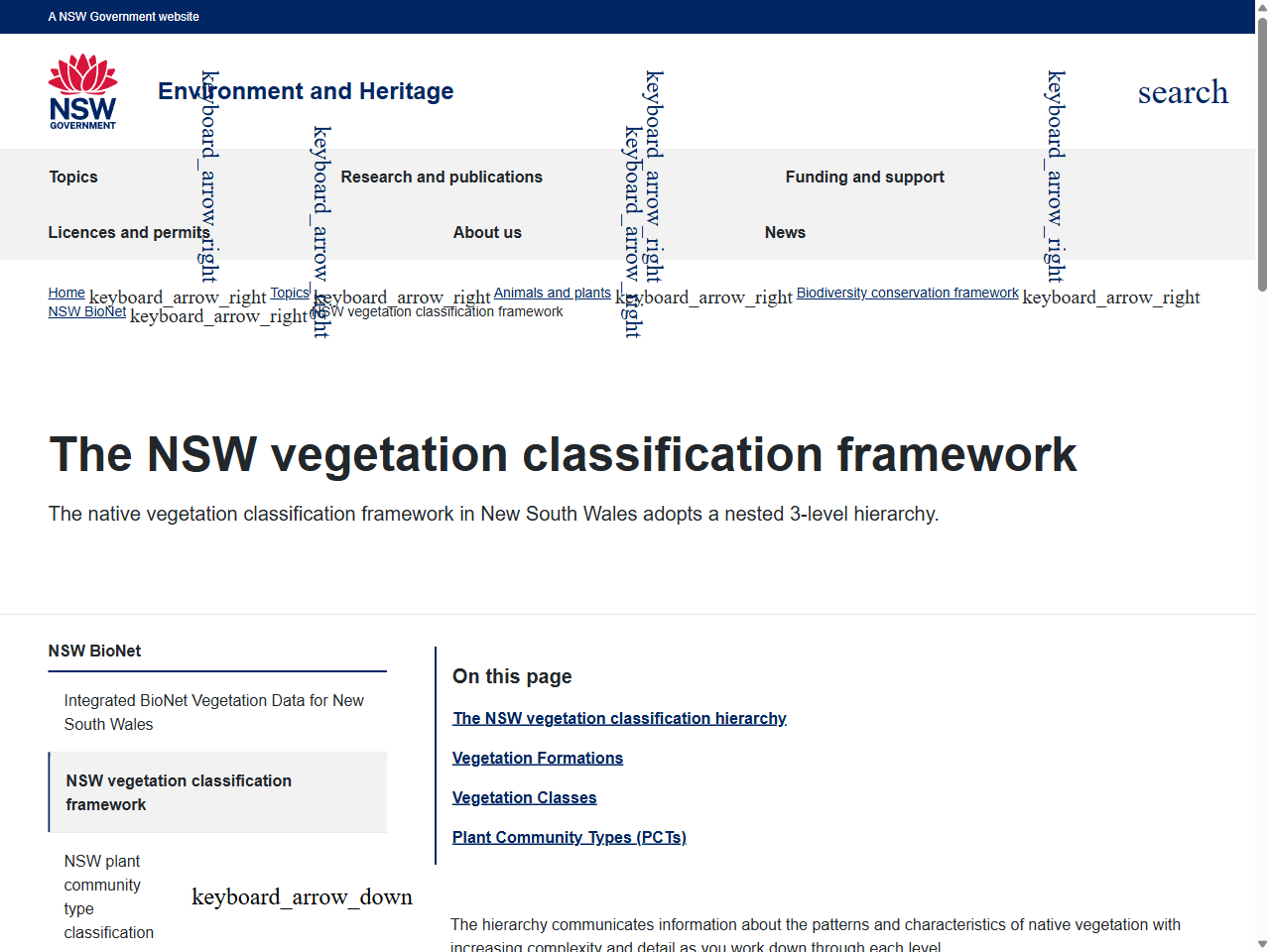 Preview of NSW BioNet Vegetation Classification - Plant Community Type (PCT) Vegetation Condition Benchmarks