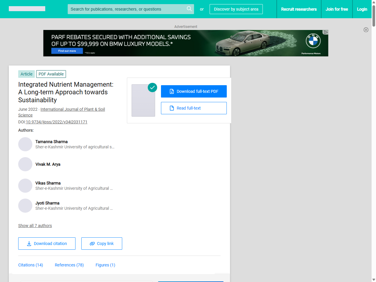 Preview of Integrated Nutrient Management: A Long-term Approach towards Sustainability