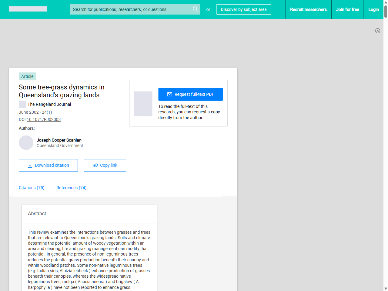Preview of Some tree-grass dynamics in Queensland's grazing lands | Request PDF - ResearchGate, accessed July 10, 2025,