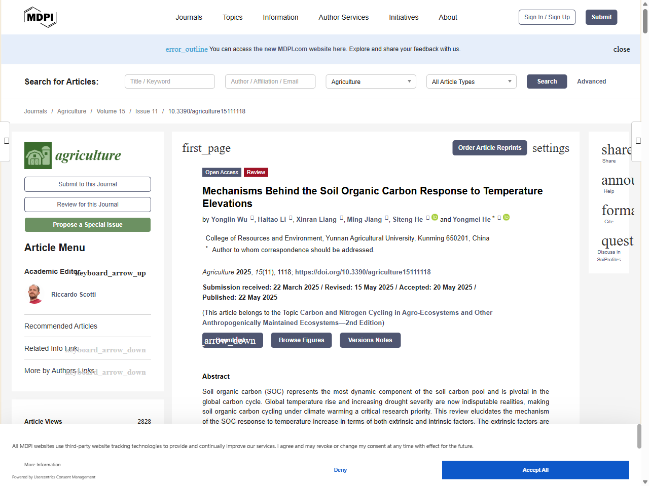 Preview of Mechanisms Behind the Soil Organic Carbon Response to Temperature Elevations - MDPI, accessed August 3, 2025,