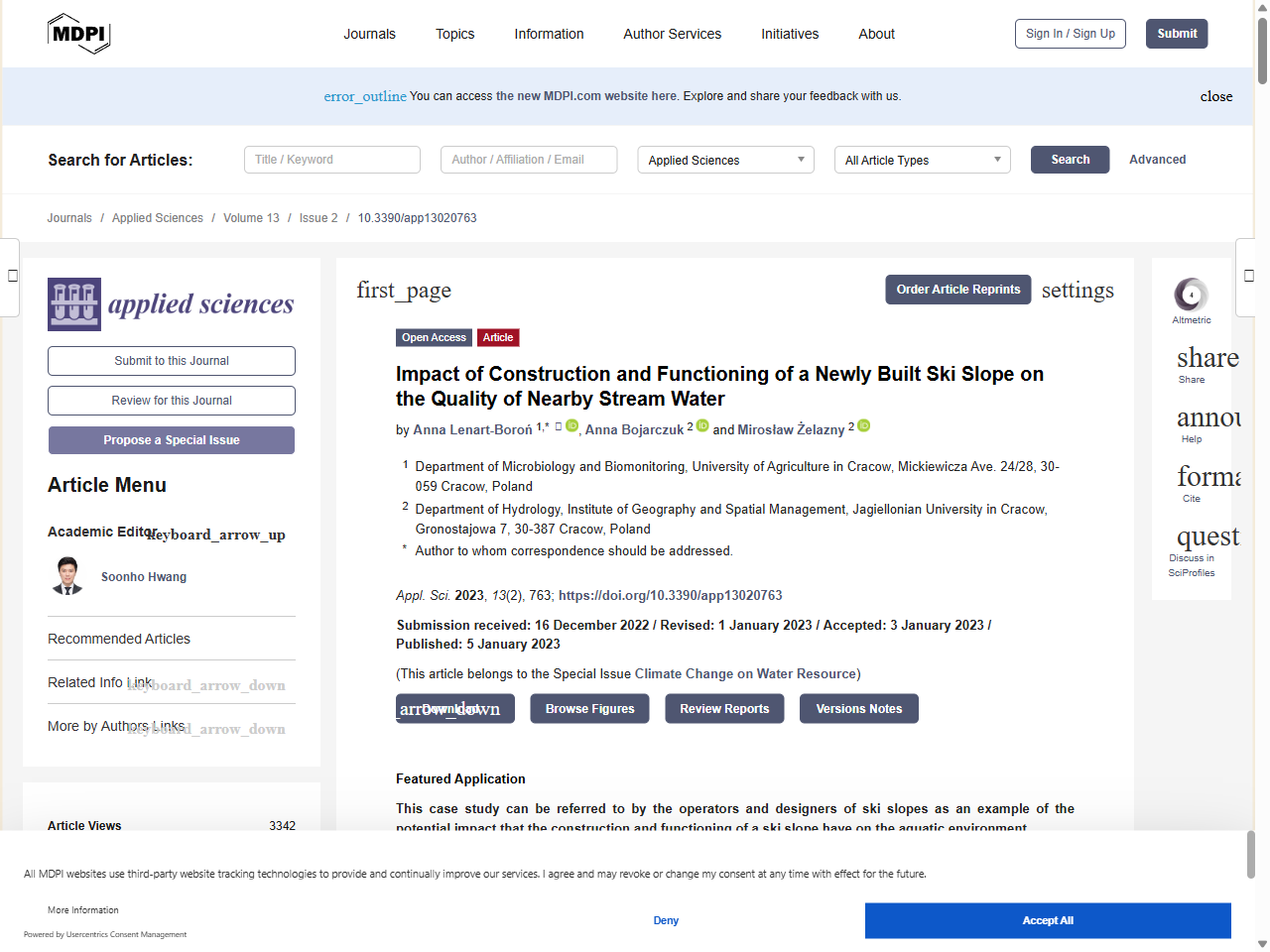 Preview of Impact of Construction and Functioning of a Newly Built Ski Slope on the Quality of Nearby Stream Water - MDPI, accessed August 17, 2025,