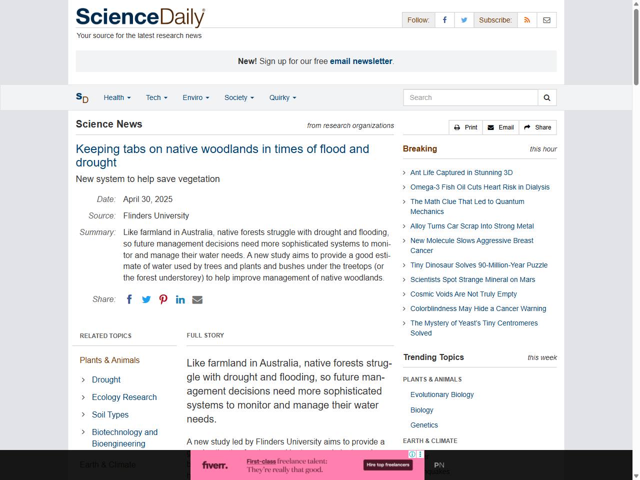 Preview of Keeping tabs on native woodlands in times of flood and drought - ScienceDaily, accessed May 15, 2025,