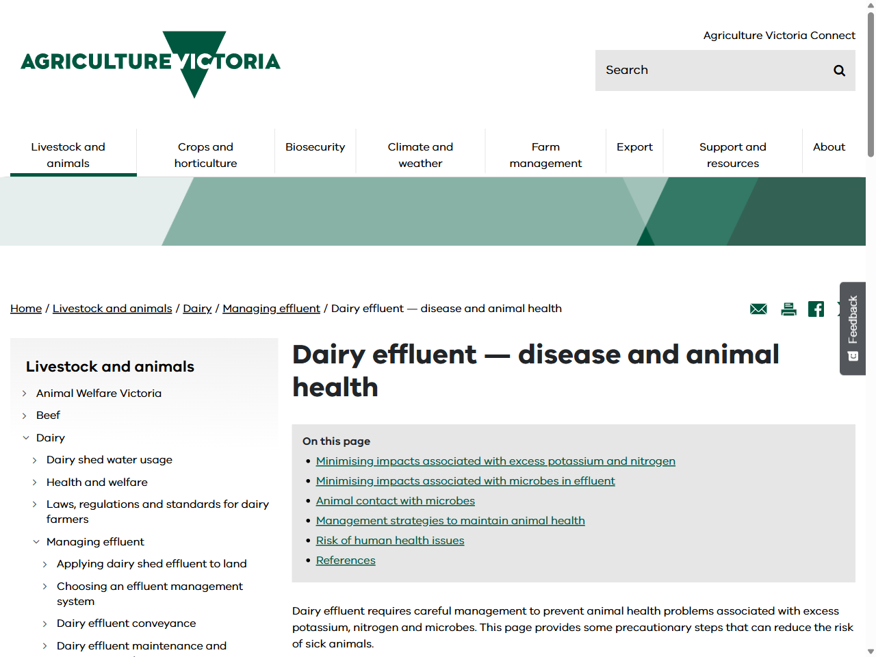 Preview of Dairy effluent — disease and animal health - Agriculture Victoria, accessed July 10, 2025