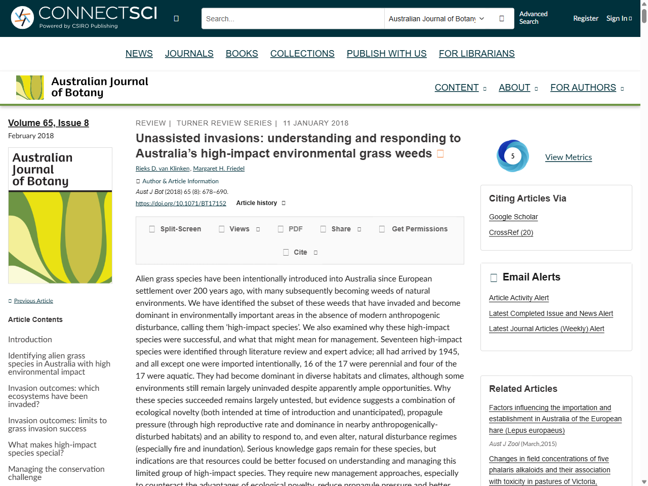 Preview of Unassisted invasions: understanding and responding to Australia's high-impact environmental grass weeds - CSIRO Publishing, accessed August 6, 2025, 