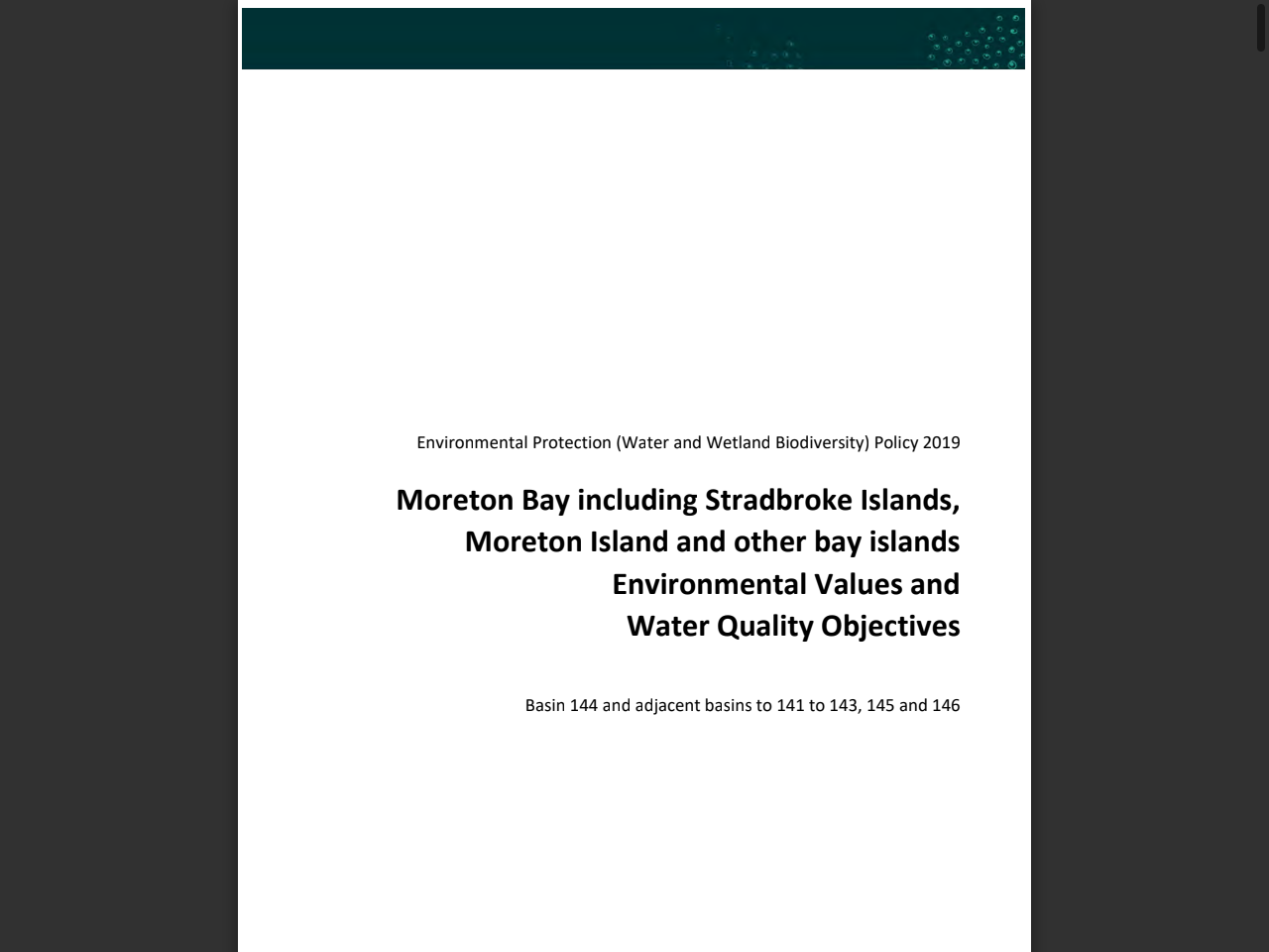 Preview of Moreton Bay, North Stradbroke, South Stradbroke, Moreton and Moreton Bay Islands Environmental Values and Water Quality Objectives (June 2022)