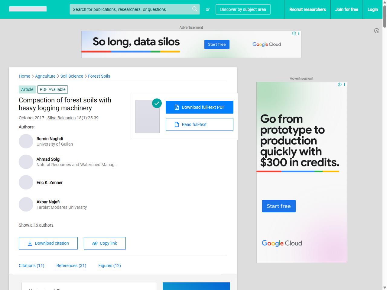 Preview of (PDF) Compaction of forest soils with heavy logging machinery - ResearchGate, accessed May 15, 2025