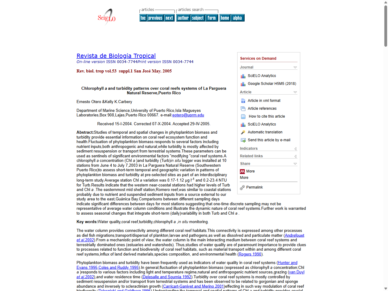 Preview of Chlorophyll a and turbidity patterns over coral reefs systems of La ..., accessed August 2, 2025,