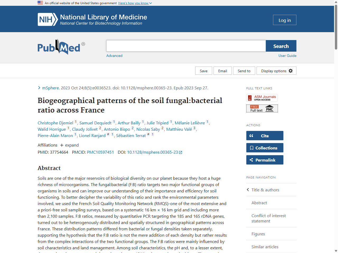 Preview of Biogeographical patterns of the soil fungal:bacterial ratio across France - PubMed, accessed July 28, 2025, 