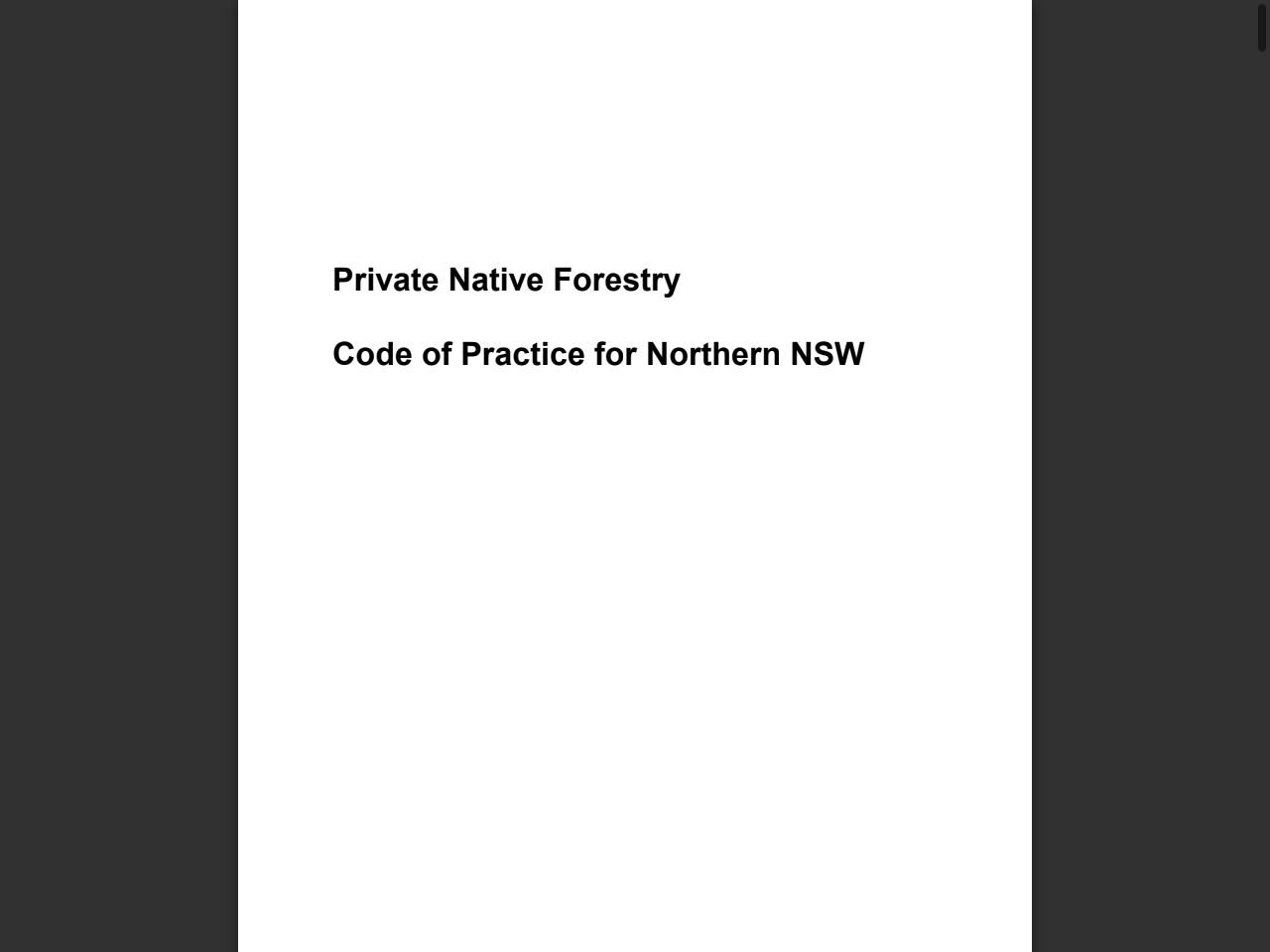 Preview of Private Native Forestry Code of Practice for Northern NSW