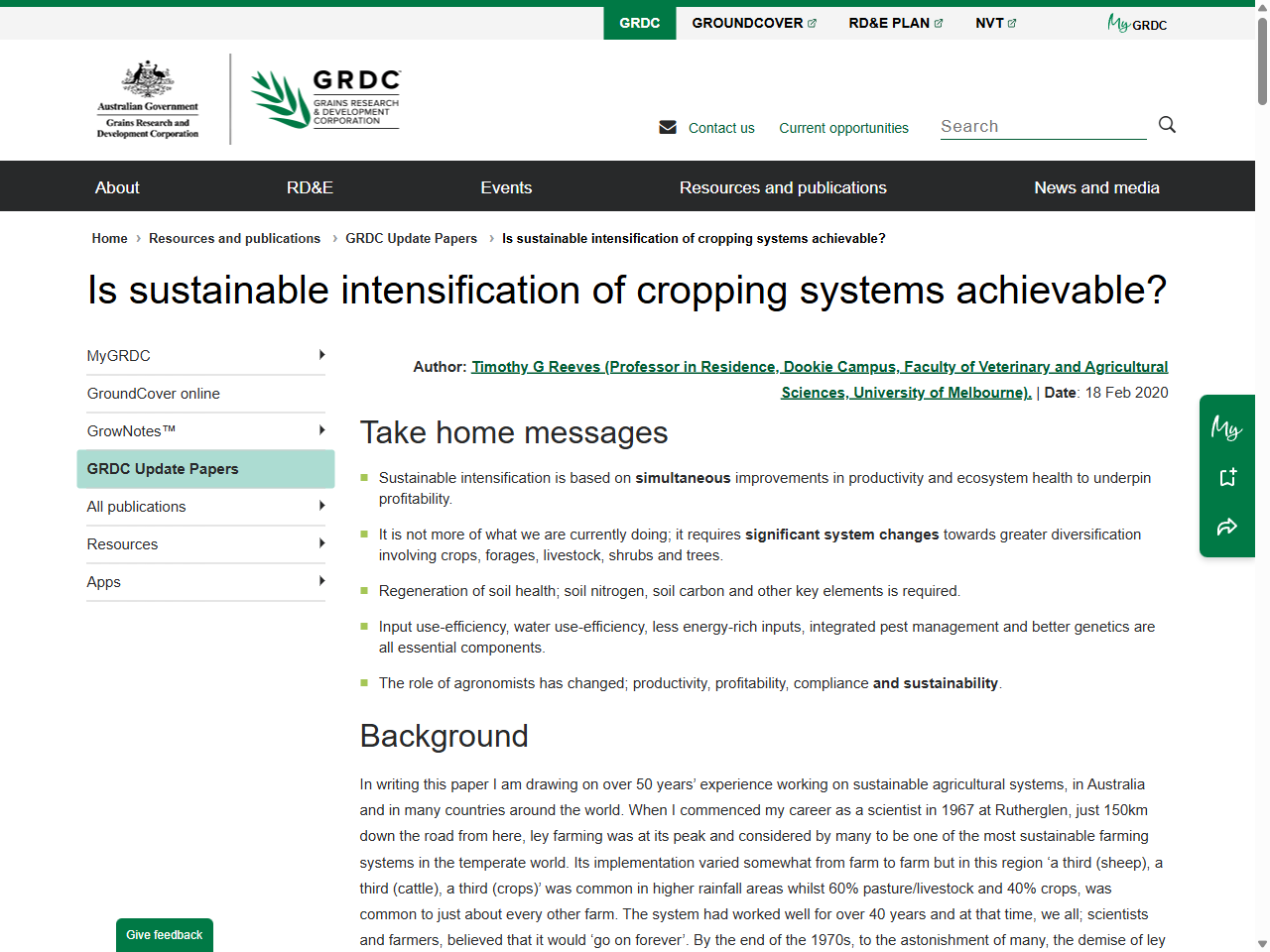 Preview of Is sustainable intensification of cropping systems achievable? - GRDC, accessed July 8, 2025, 