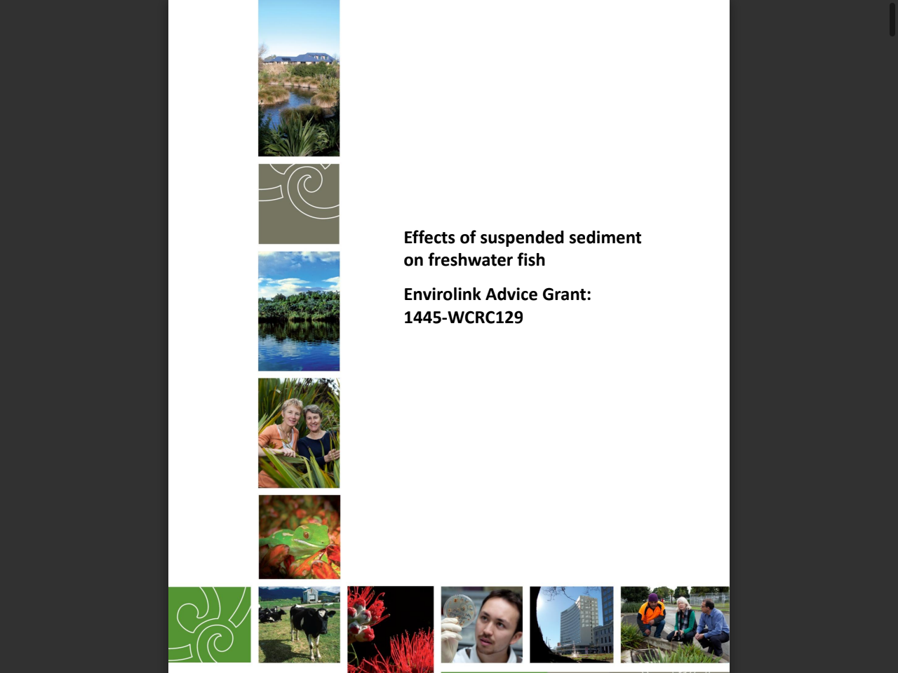 Preview of Effects of suspended sediment on freshwater fish Envirolink Advice Grant: 1445-WCRC129, accessed August 12, 2025,