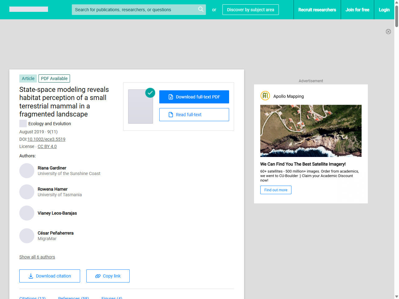 Preview of (PDF) State‐space modeling reveals habitat perception of a small terrestrial mammal in a fragmented landscape - ResearchGate, accessed May 15, 2025