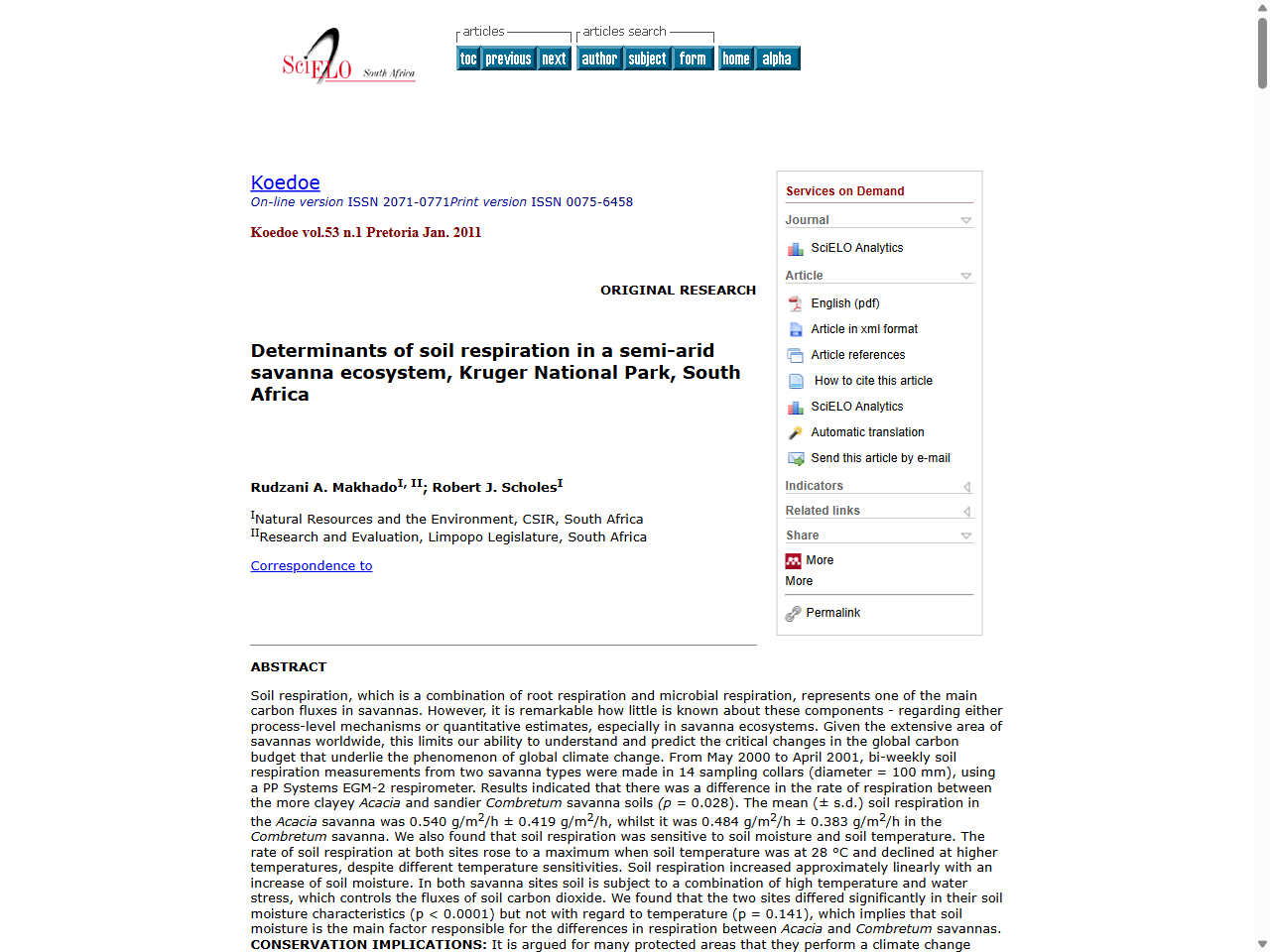 Preview of Determinants of soil respiration in a semi-arid savanna ecosystem, Kruger National Park, South Africa, accessed July 30, 2025,