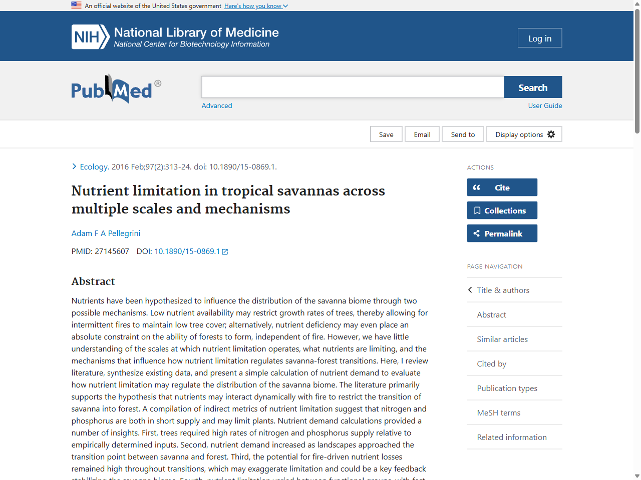 Preview of Nutrient limitation in tropical savannas across multiple scales and mechanisms - PubMed, accessed July 24, 2025,