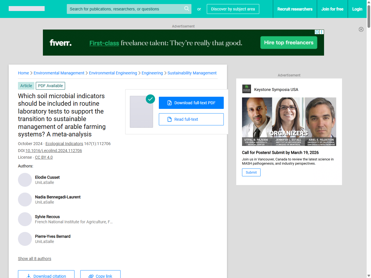 Preview of (PDF) Which soil microbial indicators should be included in routine laboratory tests to support the transition to sustainable management of arable farming systems? A meta-analysis - ResearchGate, accessed July 28, 2025