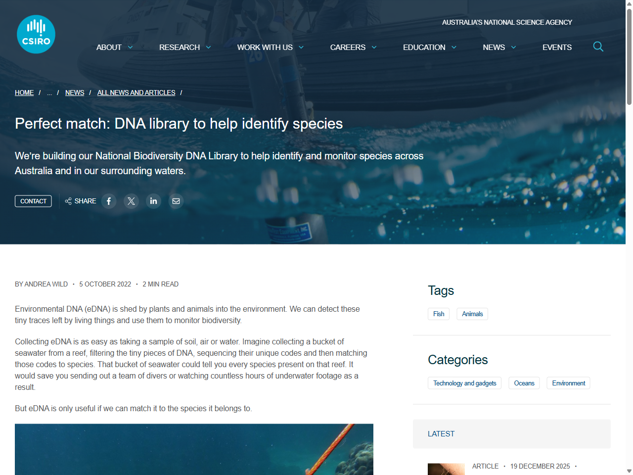 Preview of Perfect match: DNA library to help identify species - CSIRO