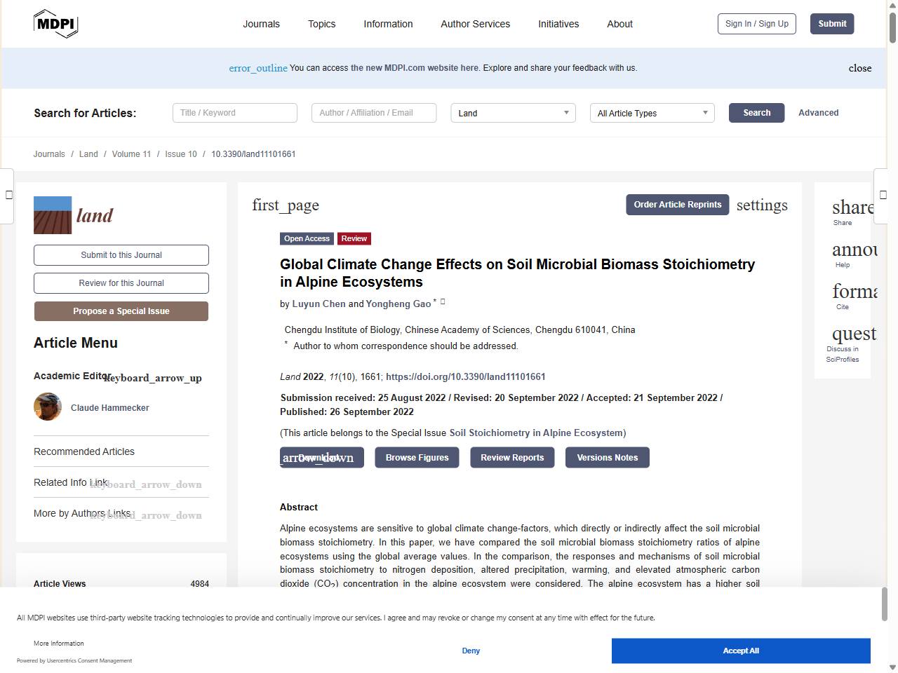 Preview of Global Climate Change Effects on Soil Microbial Biomass Stoichiometry in Alpine Ecosystems - MDPI, accessed August 28, 2025,