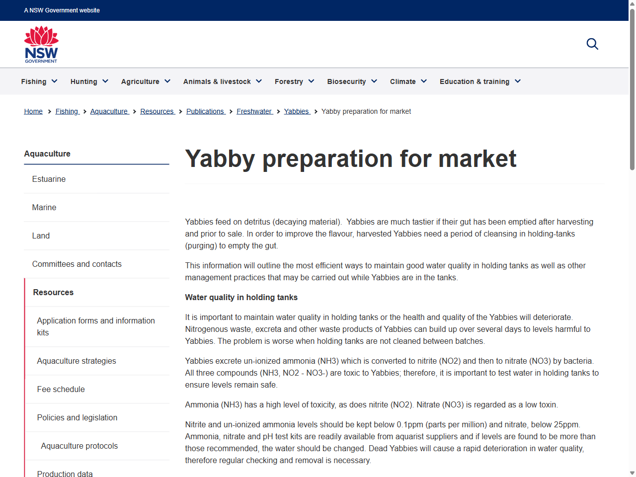 Preview of Yabby preparation for market - NSW Department of Primary Industries