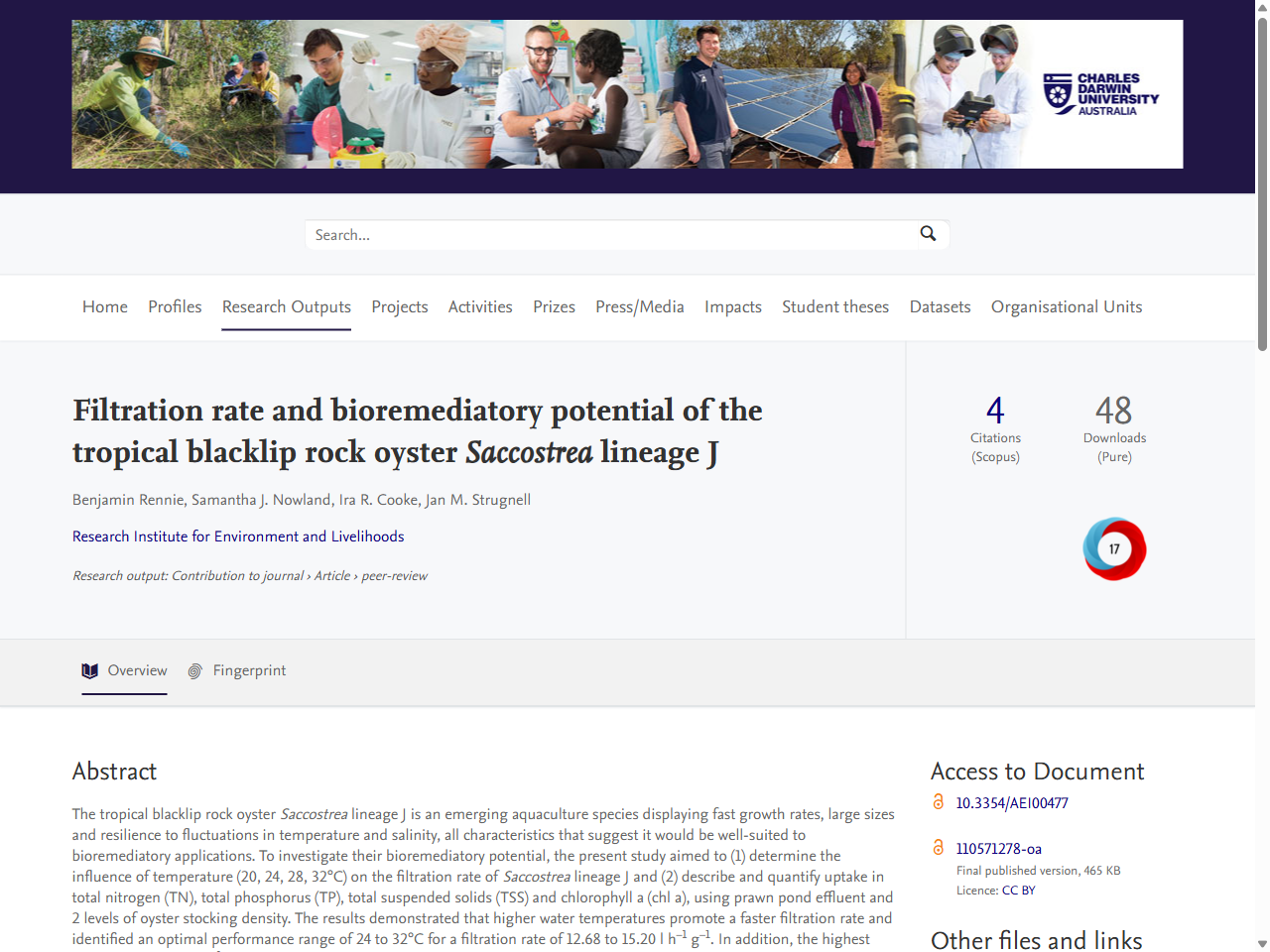 Preview of Can Blacklip Rock oysters reduce nutrient pollution near the Great Barrier Reef?, accessed August 1, 2025