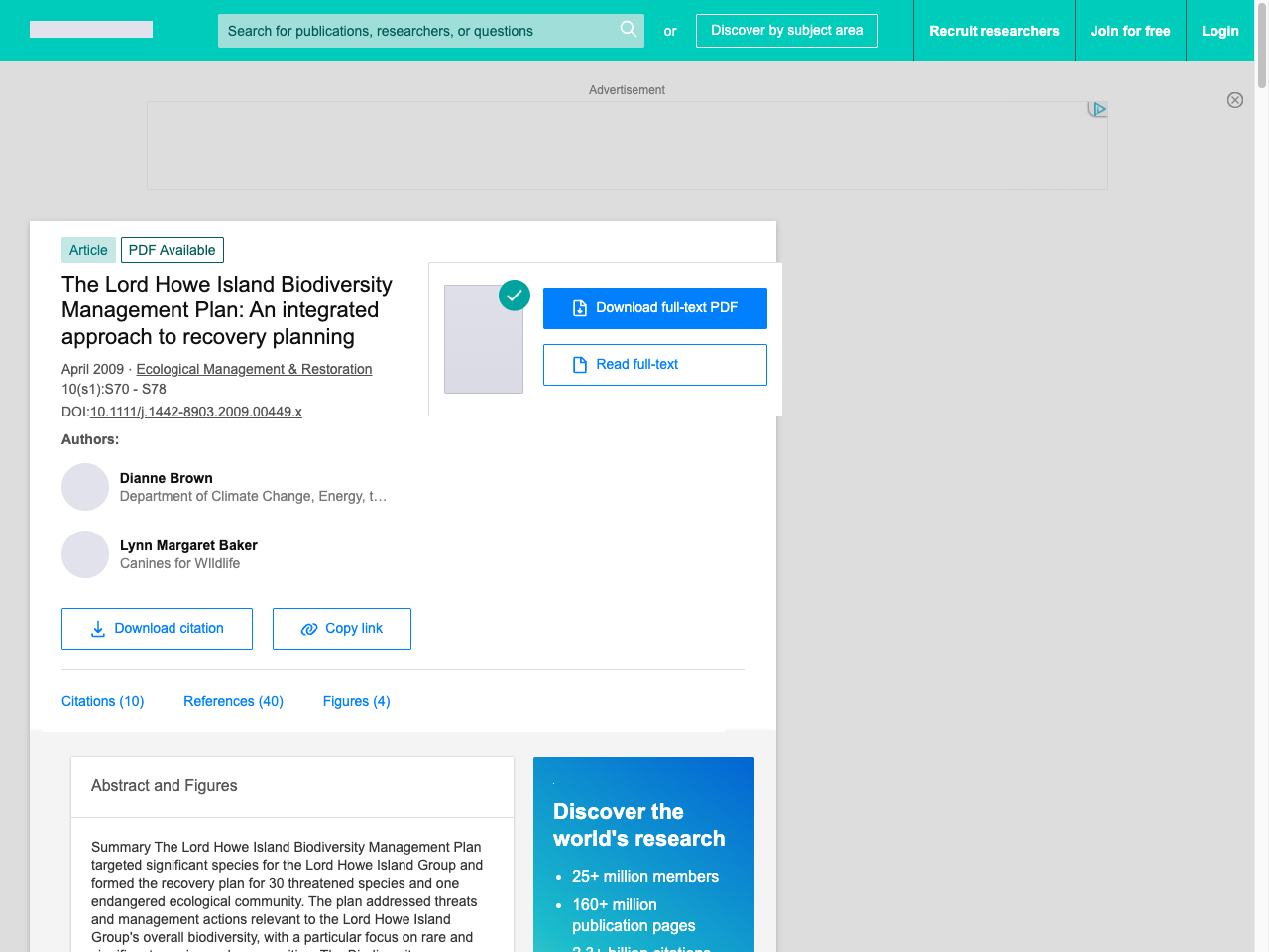 Preview of The Lord Howe Island Biodiversity Management Plan: An integrated approach to recovery planning - ResearchGate, accessed August 3, 2025, 