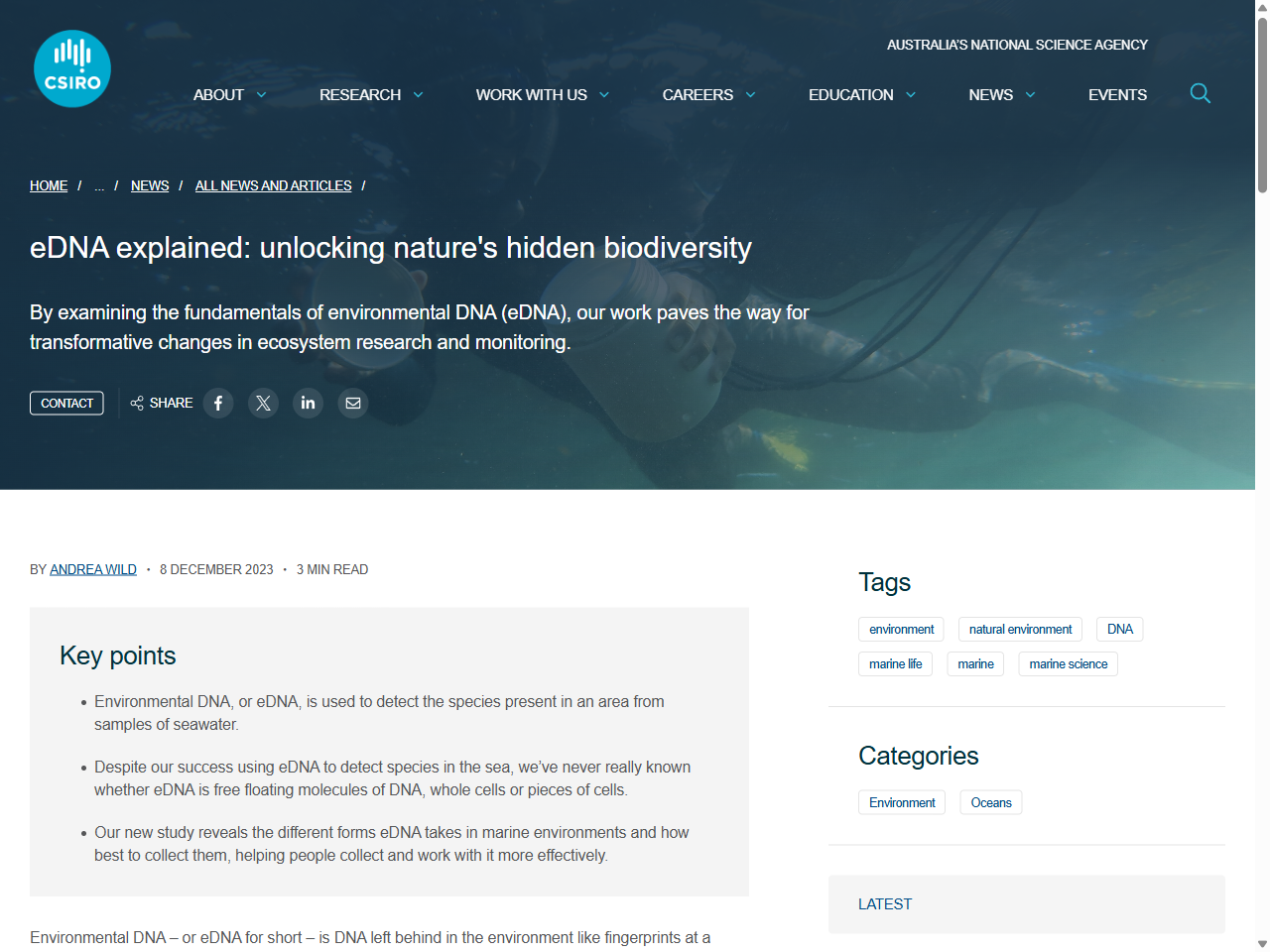 Preview of eDNA explained: unlocking nature's hidden biodiversity - CSIRO, accessed August 12, 2025