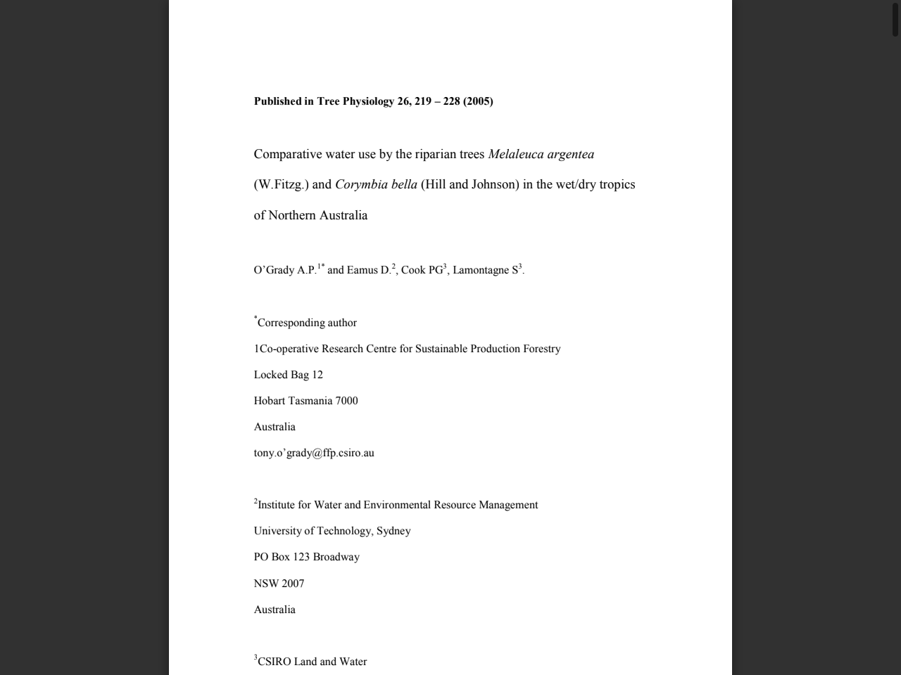 Preview of Comparative water use by the riparian trees Melaleuca argentea and Eucalyptus bella in the wet/dry tropics of Northern Austral - OPUS at UTS, accessed May 17, 2025,