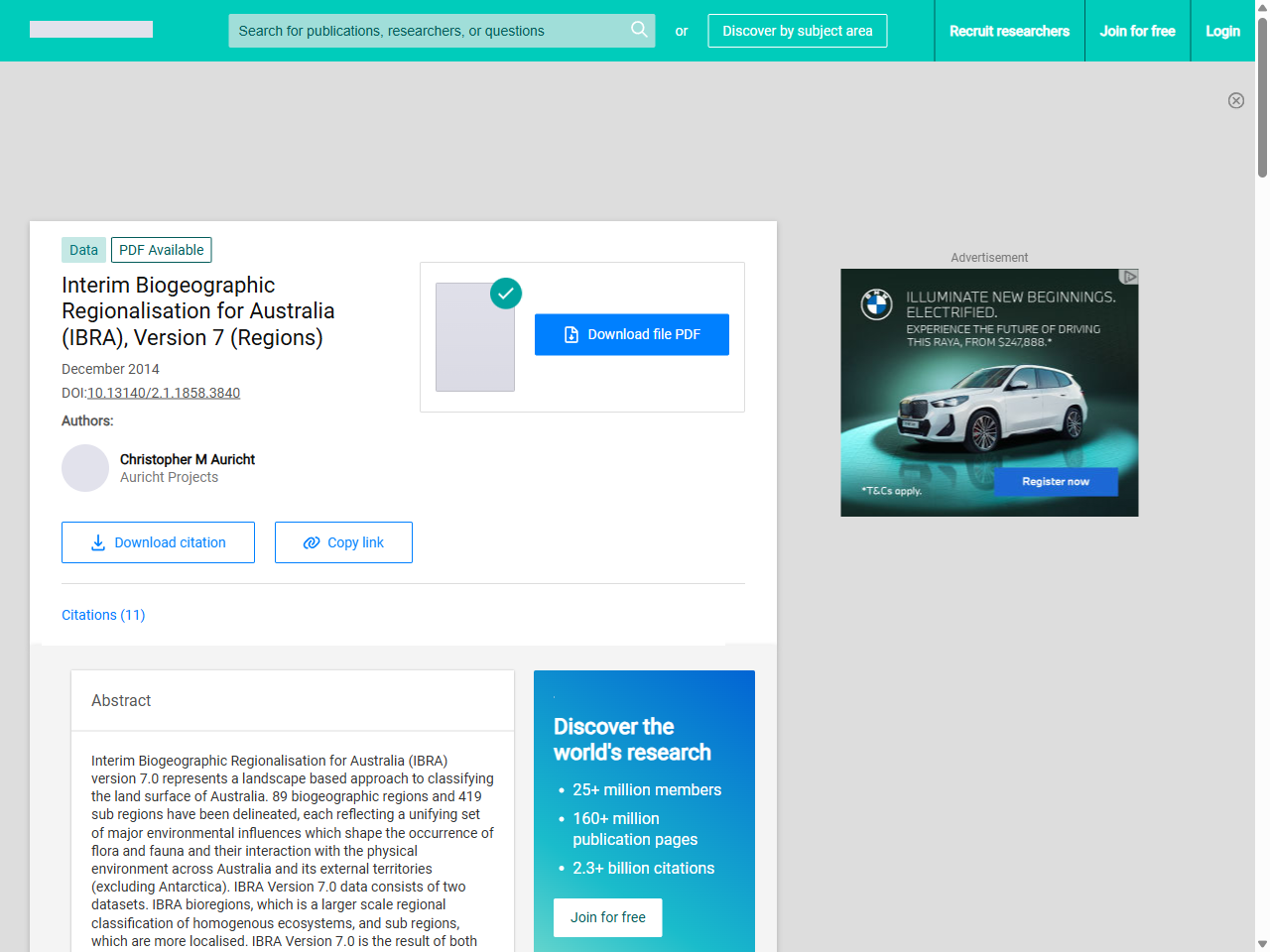 Preview of Interim Biogeographic Regionalisation for Australia (IBRA), Version 7 (Regions), accessed July 13, 2025, 